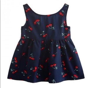 Sweet cherry print backless dress for baby girl